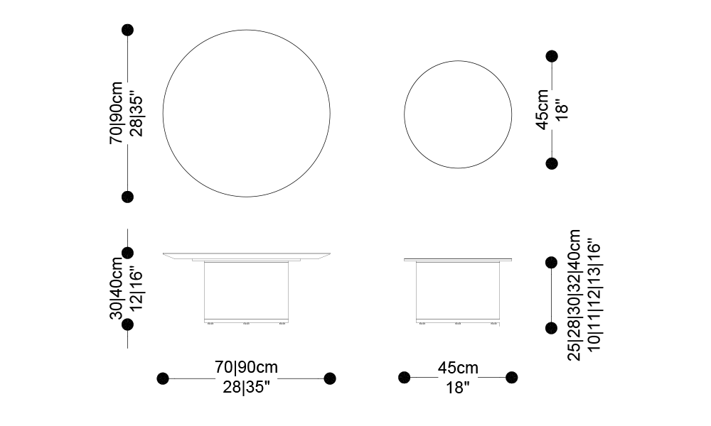 Image of the main dimensions of the product